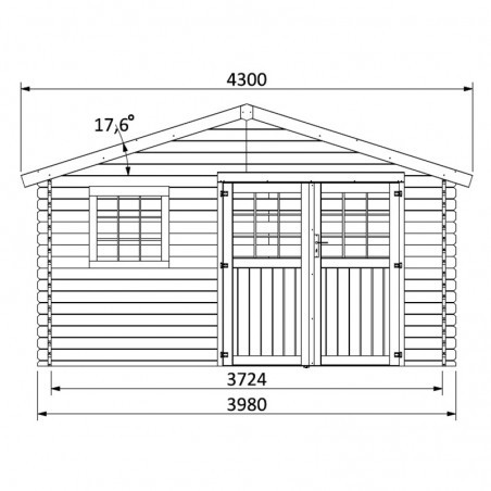 Abri en bois Torcal. 34 mm, 400 x 300 cm. 11,86 m²