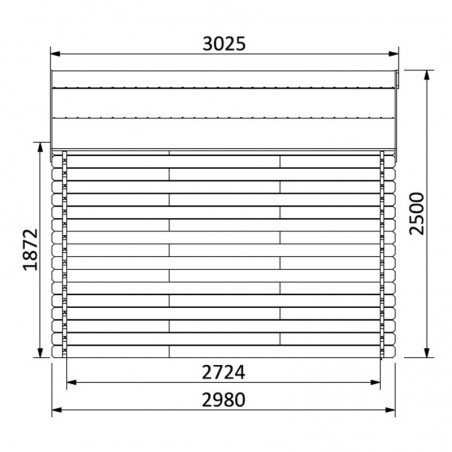 Abri en bois Torcal. 34 mm, 400 x 300 cm. 11,86 m²